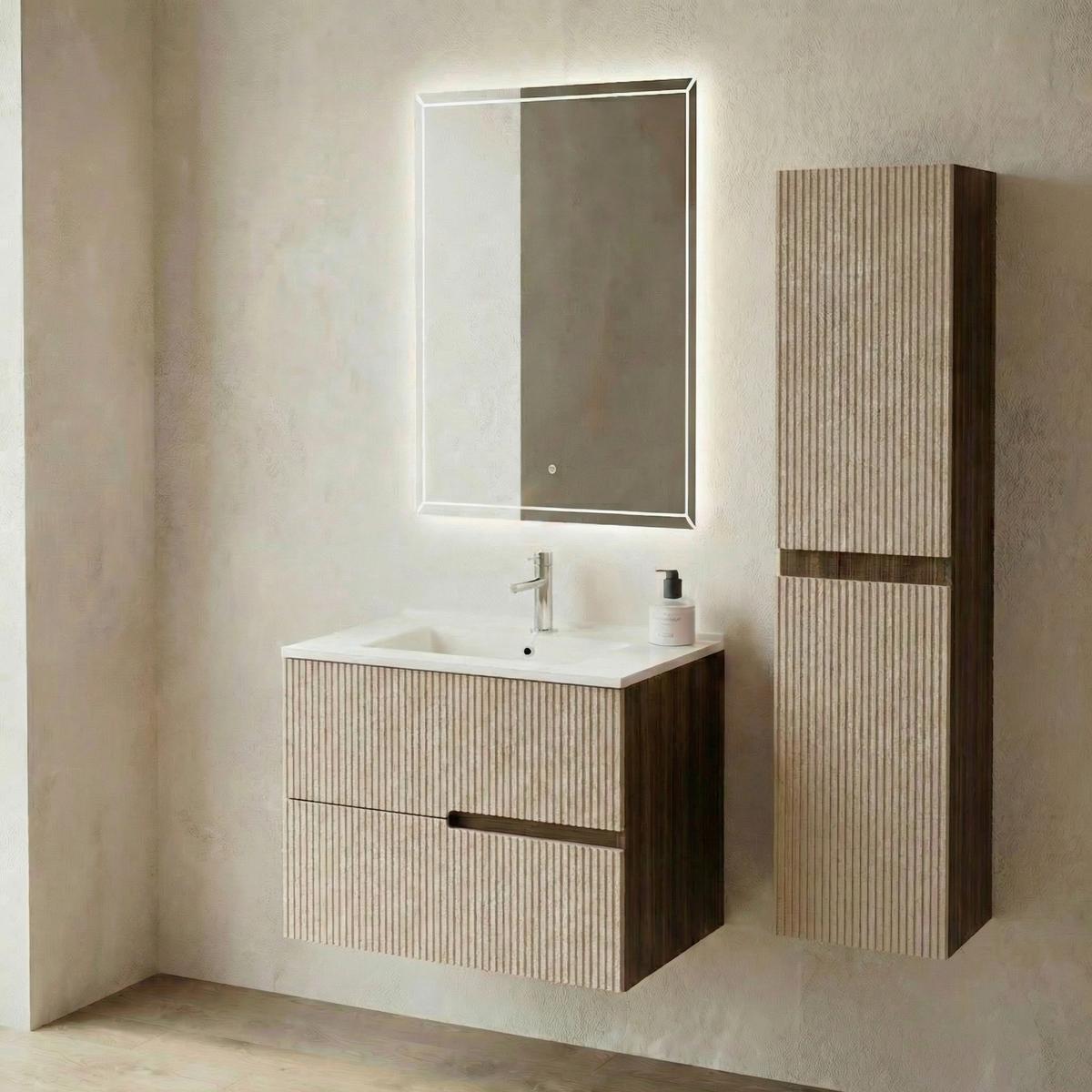 Bază pentru lavoar Eva - nucă/crem, Modern, material pe bază de lemn (60/51/46cm)