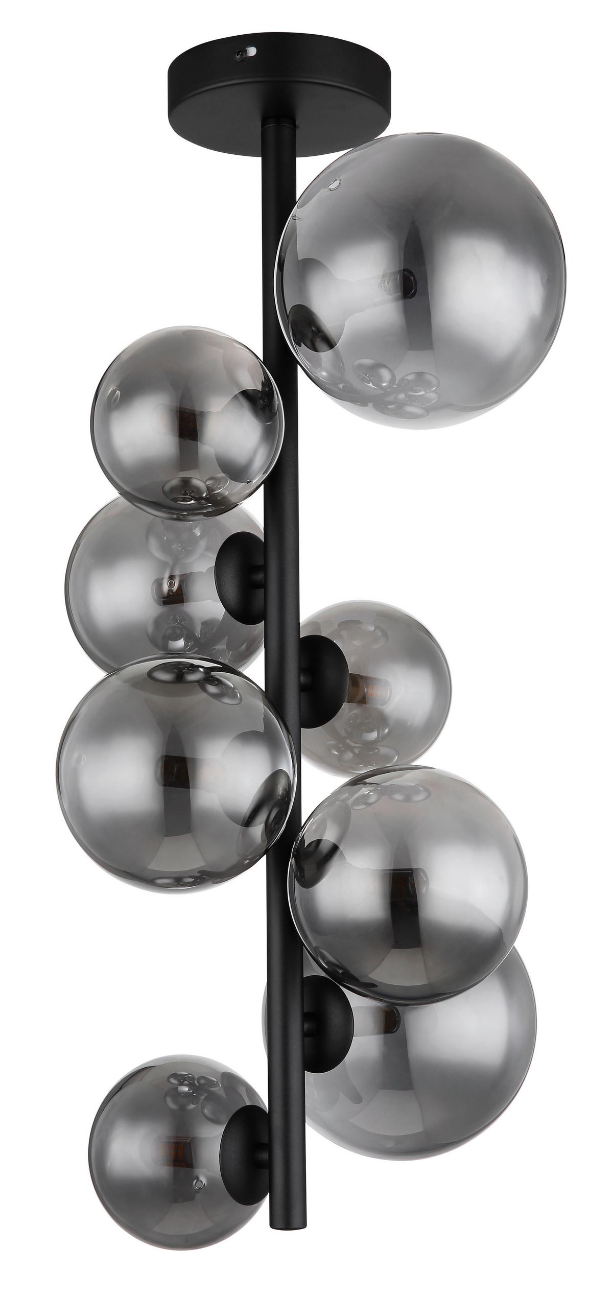 Stropna Led-svetilka Riha, S Sijalko - črna, Design, kovina/steklo (28/60cm) - Globo
