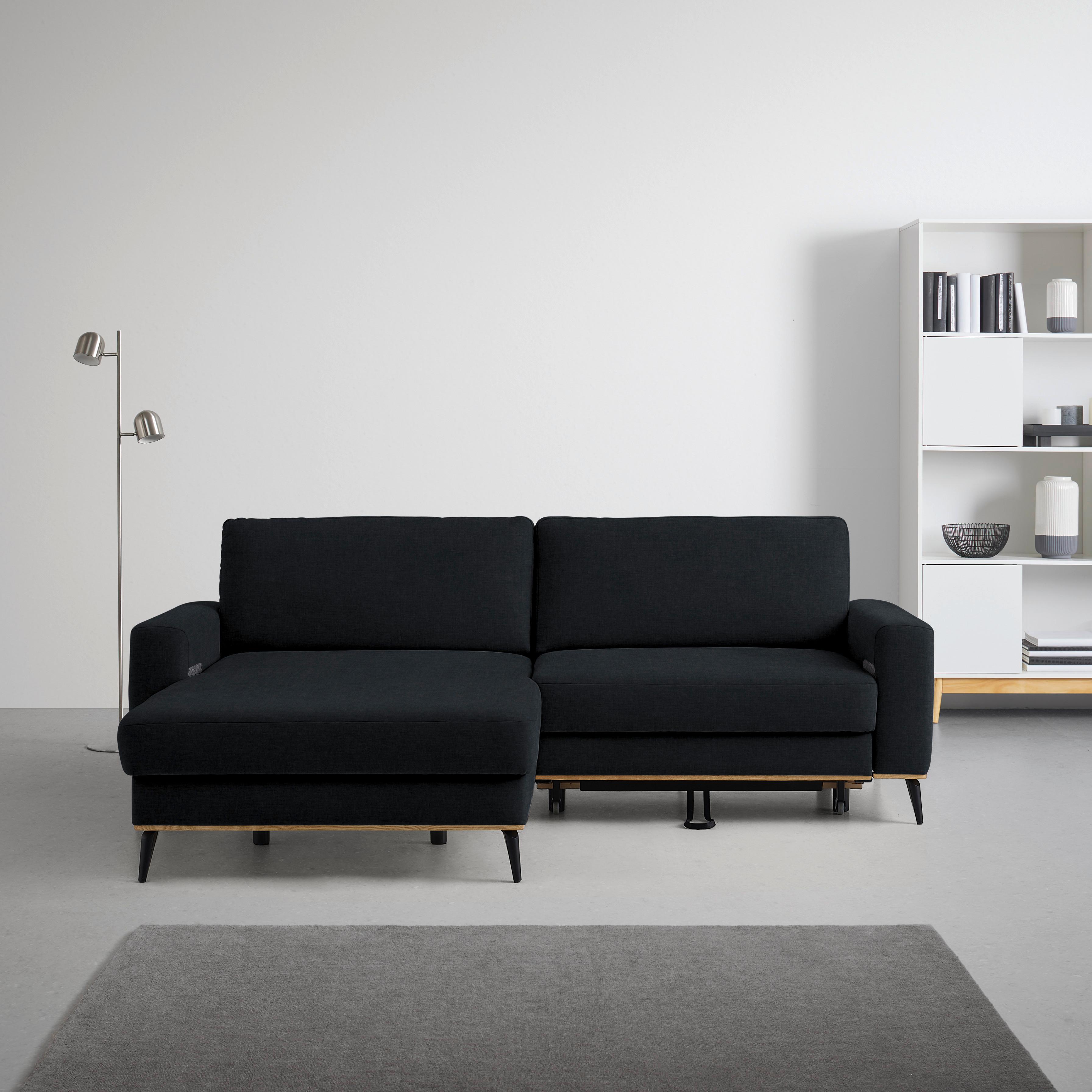 Wohnlandschaft Romeo Schwarz - Schwarz, KONVENTIONELL, Textil/Metall (167/87/234cm) - Zandiara