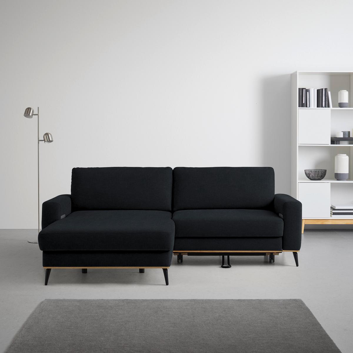 Wohnlandschaft Romeo Schwarz - Schwarz, KONVENTIONELL, Textil/Metall (167/87/234cm) - Zandiara