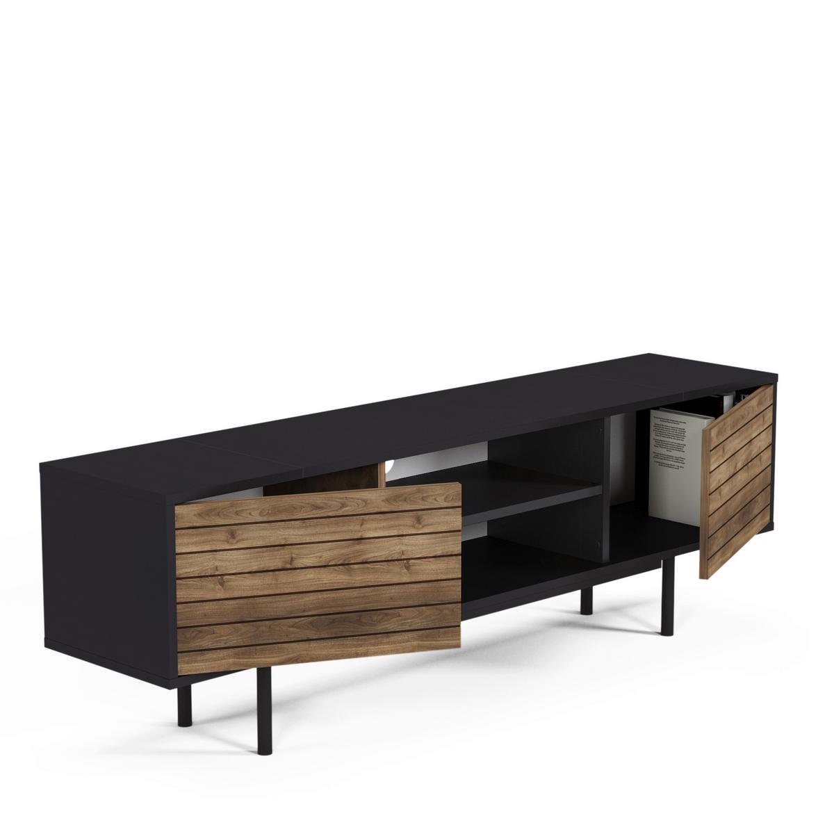 Lowboard Apollo Schwarz /Walnussfarben ca. 160x50 cm - Walnussfarben/Schwarz, Design, Holzwerkstoff (160/50,5/35cm) - Livetastic