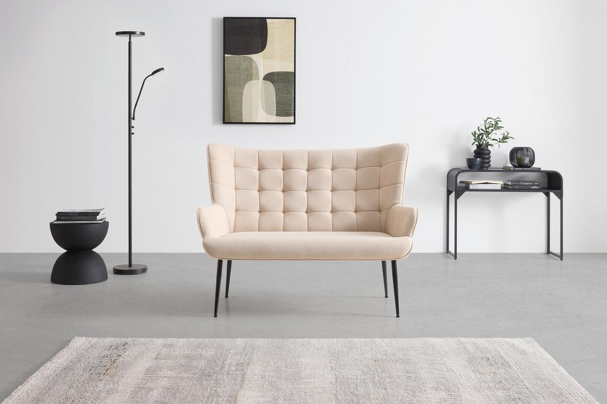 2-Sitzer-Sofa Dallas Creme ca. 128x99x79cm - Creme/Schwarz, MODERN, Holz/Textil (128/99/79cm) - Mömax