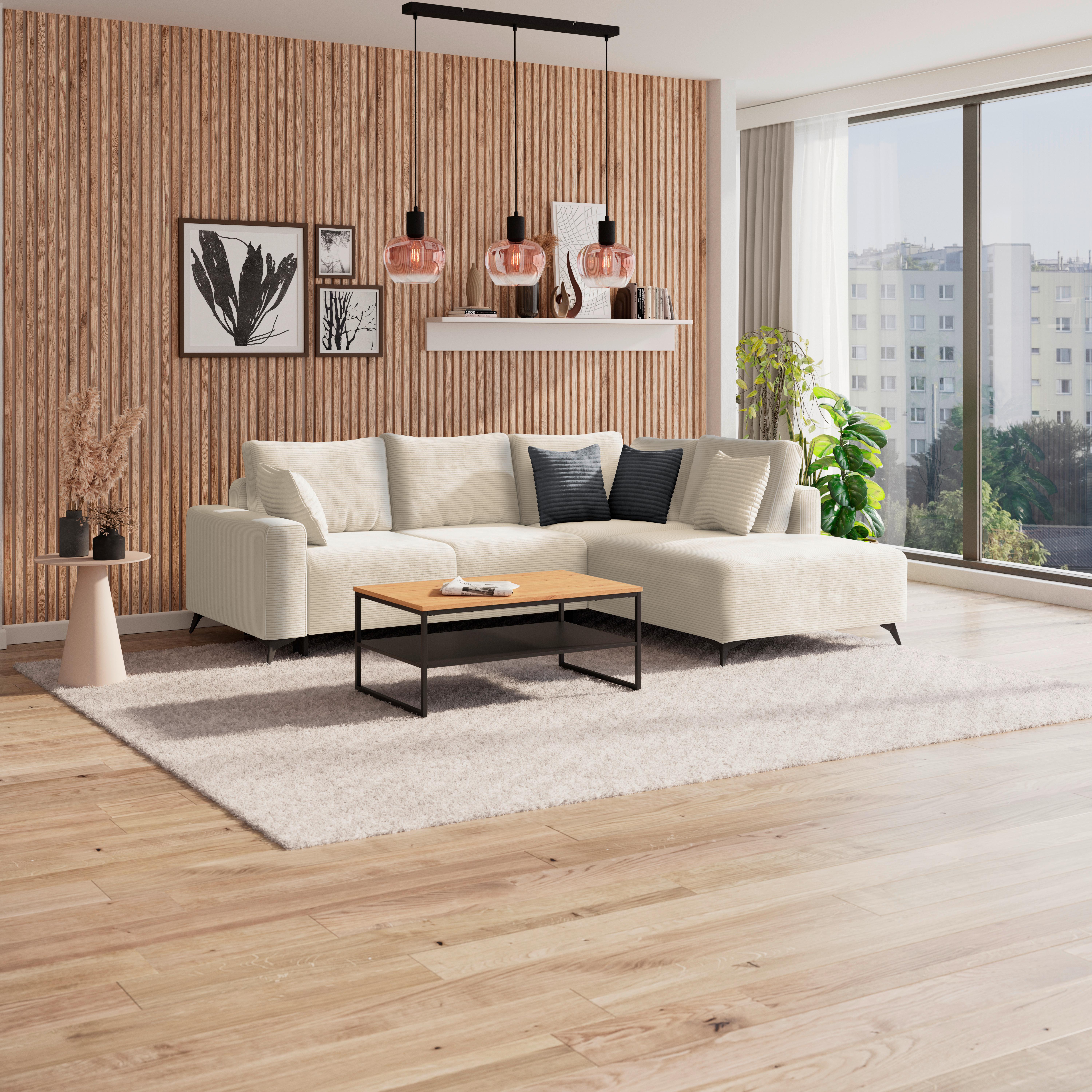 Canapea modulara VIKTOR - bej/crem, Modern, textil (270/212cm) - Modern Living