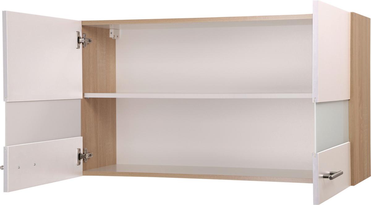 Kuhinjska Zgornja Omarica Merle, Barva Hrasta, Bela - srebrne barve/barve hrasta, Basics, kovina/steklo (100/56,1/34,6cm) - Respekta