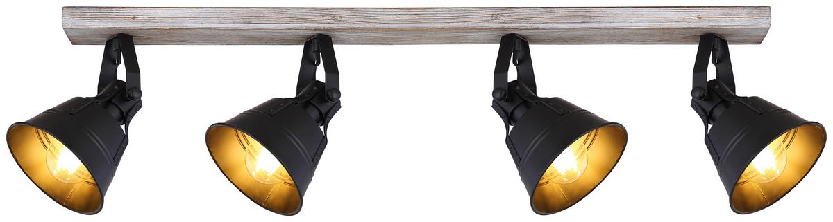 Strahler Günther Goldfarben max. 60 Watt - Goldfarben/Schwarz, Trend, Holz/Metall (82/17,5/18cm) - Globo