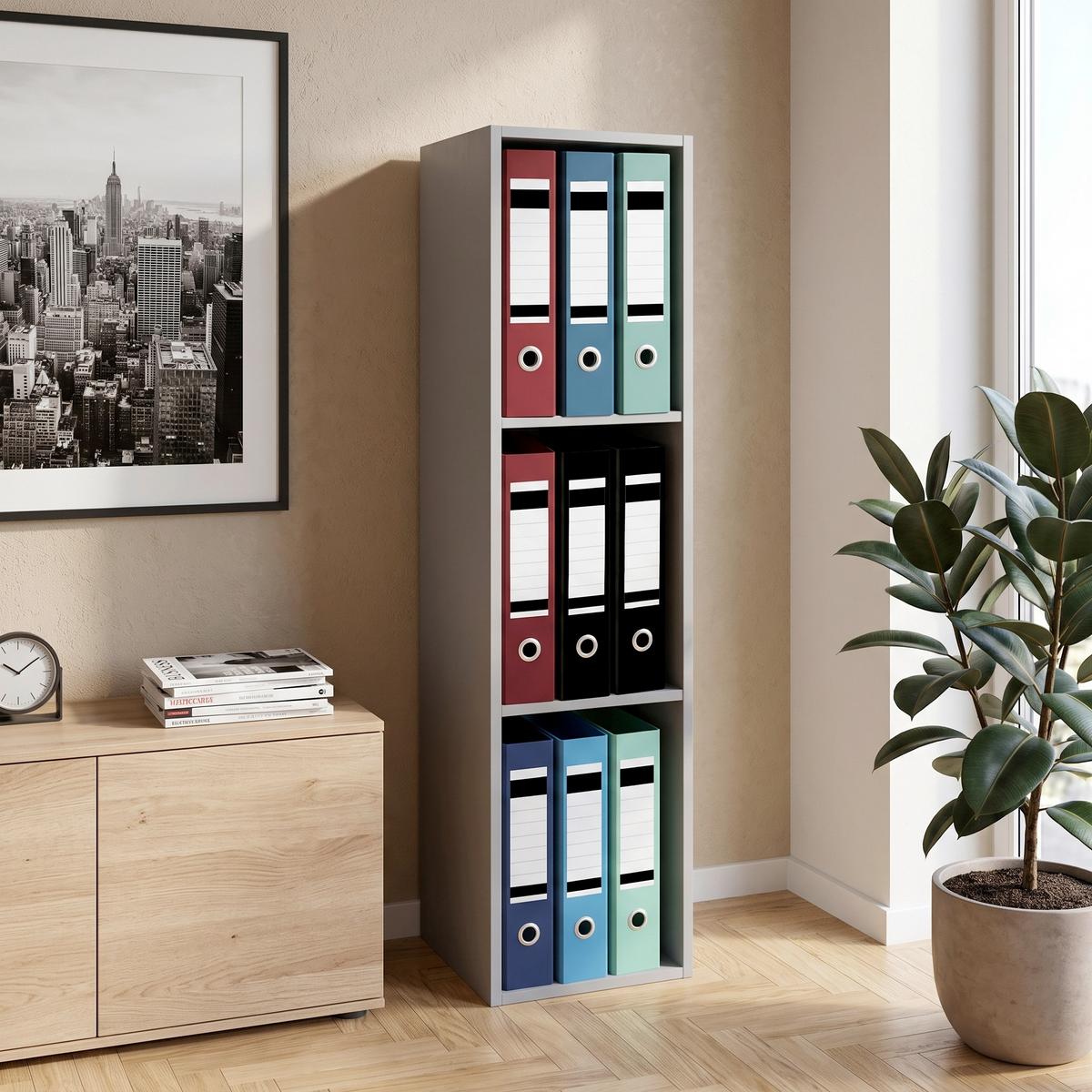 Etajeră Pentru Documente Offas 3-Fach - gri, Design, material pe bază de lemn (34/107/29cm) - MID.YOU