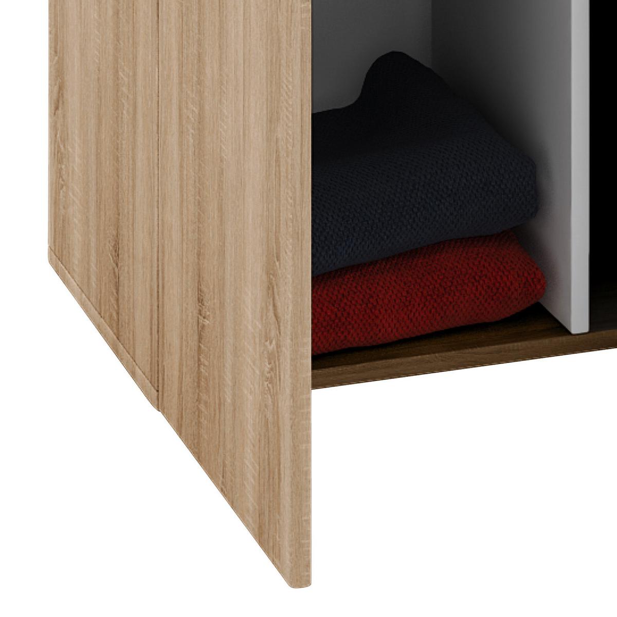 Večnamenska Omara Vandol Ii, Hrast - srebrne barve/črna, Moderno, umetna masa/leseni material (70/218/39cm) - MID.YOU