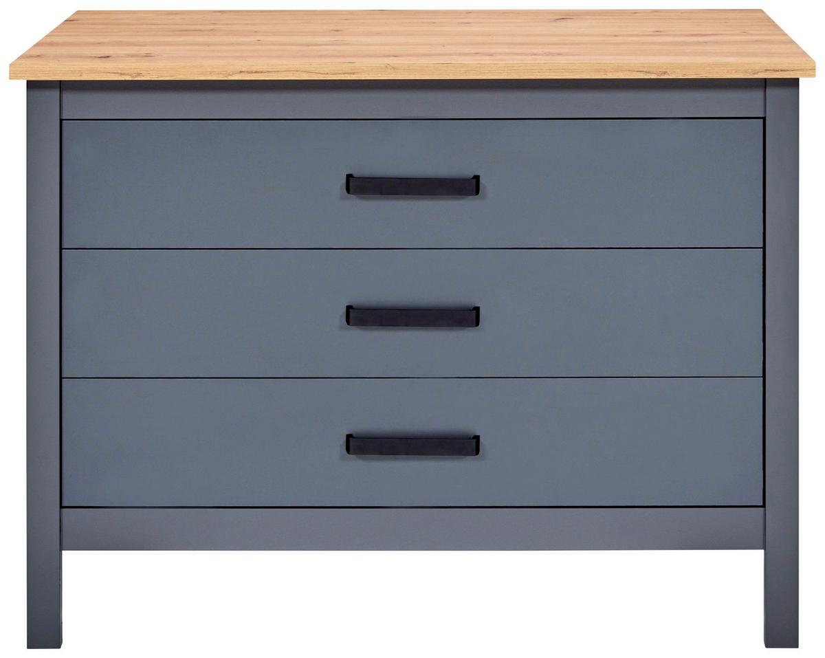 Kücheninsel Venet, Anthrazit/Artisan Eiche - Anthrazit/Schwarz, MODERN, Holzwerkstoff/Metall (124/91/75cm) - Mömax
