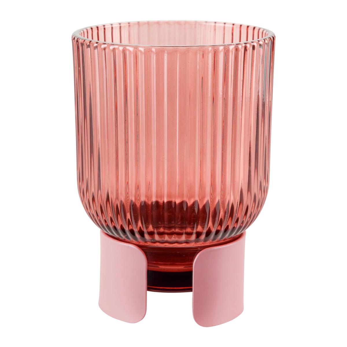 Svijećnjak Čaša Teo - svijetlo ružičasta/svijetlo smeđa, staklo/metal (10/14cm) - Mömax
