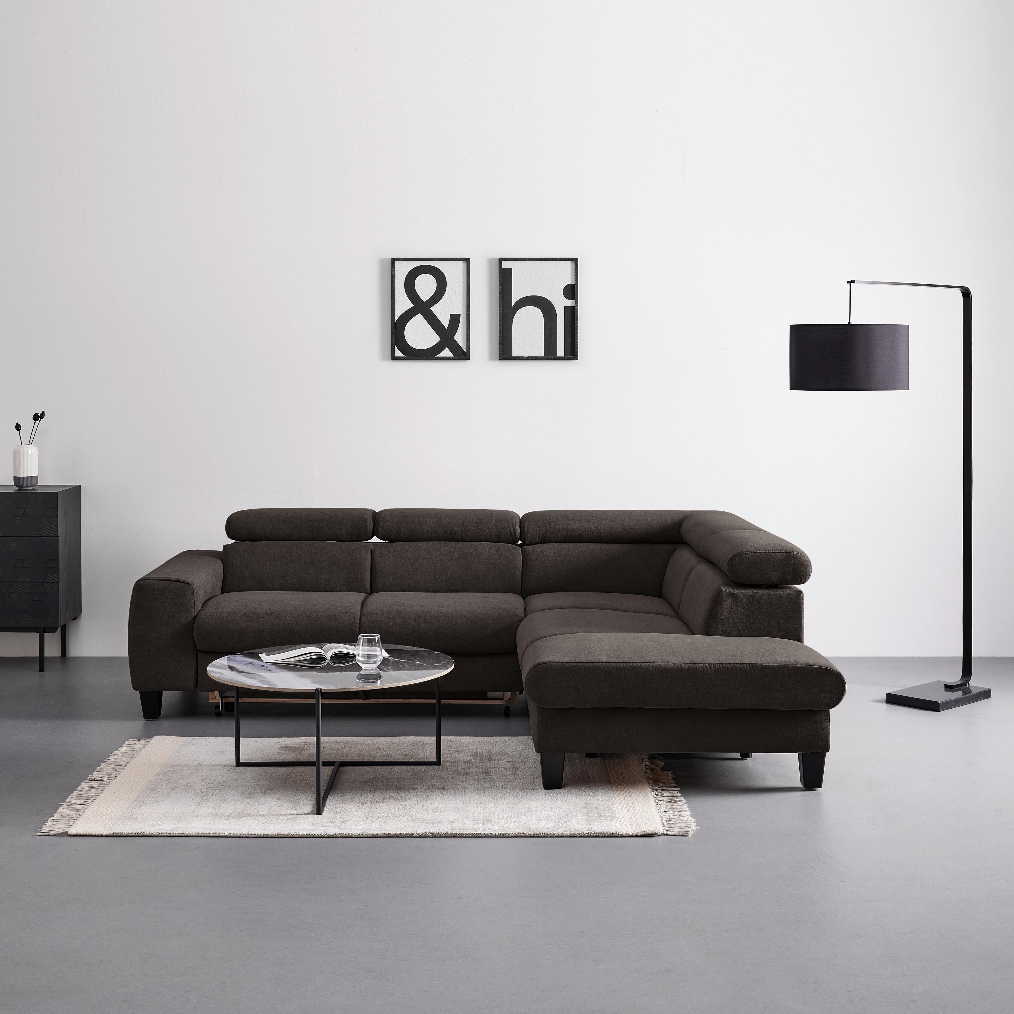 Sjedeća Garnitura Malibu - sivo-smeđa/wenge boje, Modern, tekstil/drvo (249/72-88/207cm) - Bessagi Home