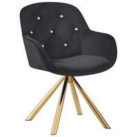 Naslanjač Marilyn - zlate barve/črna, Konvencionalno, kovina/tekstil (62/85/61cm)