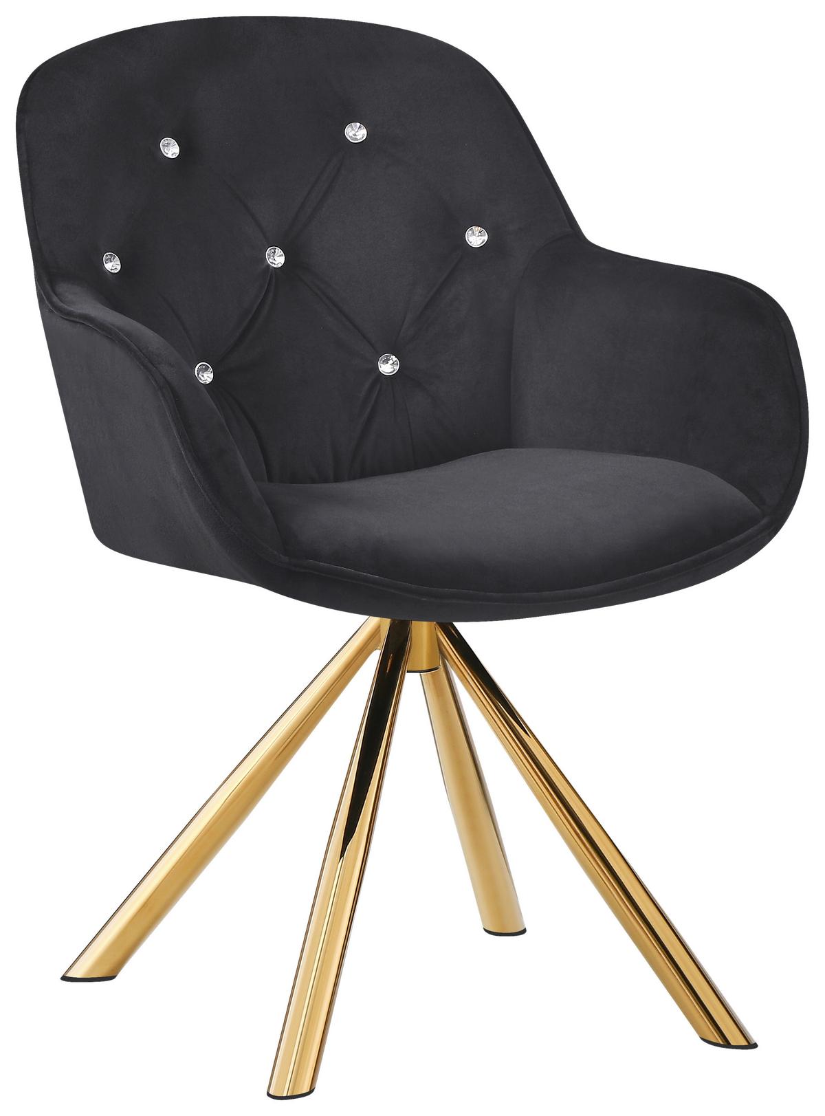 Naslanjač Marilyn - zlate barve/črna, Konvencionalno, kovina/tekstil (62/85/61cm)