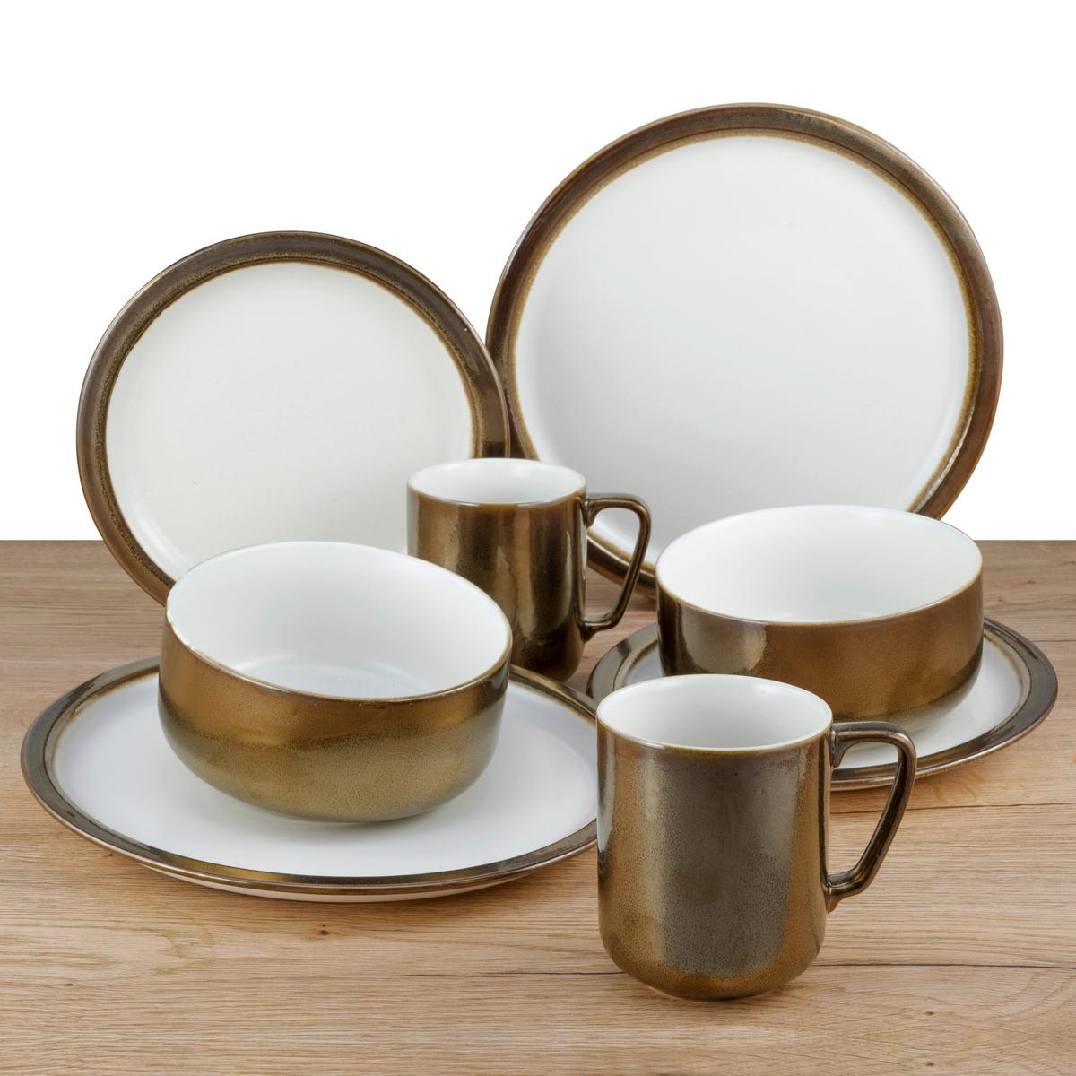 Kombinirani Servis Modern Industrial, 8-Delni - zlate barve/bela, keramika - Creatable