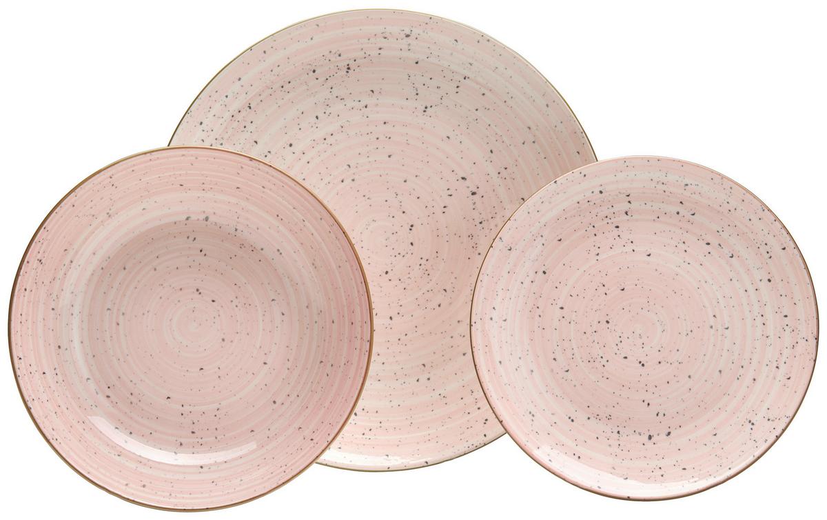 Tafelservice Tina in Pink, 12-teilig - Rosa, KONVENTIONELL, Keramik - Modern Living
