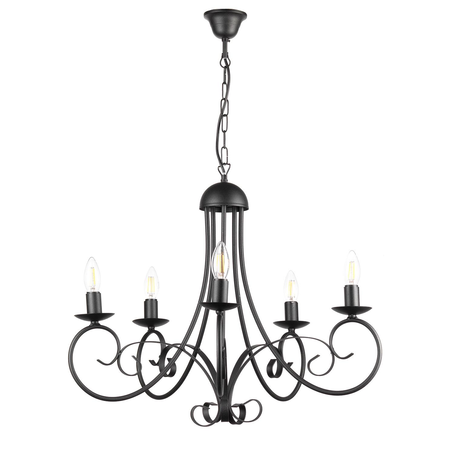 Kronleuchter Pompei Schwarz max. 6 Watt - Schwarz, KONVENTIONELL, Metall (60/110cm)