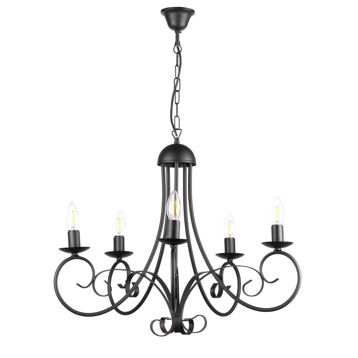 Kronleuchter Pompei Schwarz max. 6 Watt - Schwarz, KONVENTIONELL, Metall (60/110cm)