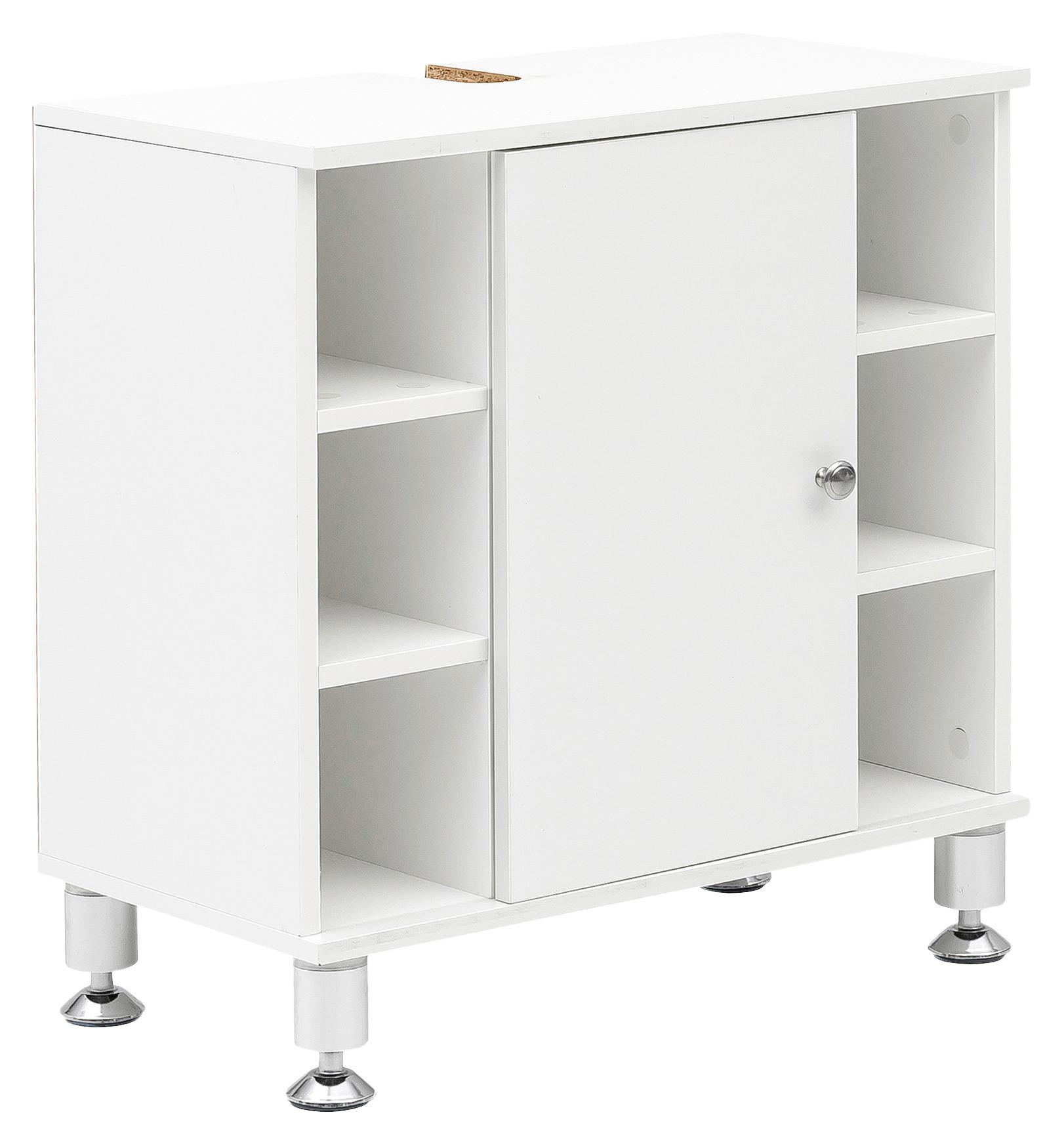 Omarica Za Pod Umivalnik Wl5.752 - bela/barve aluminija, Basics, leseni material (60/64/32cm) - MID.YOU