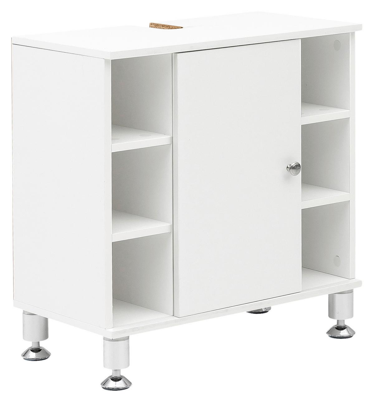 Omarica Za Pod Umivalnik Wl5.752 - bela/barve aluminija, Basics, leseni material (60/64/32cm) - MID.YOU