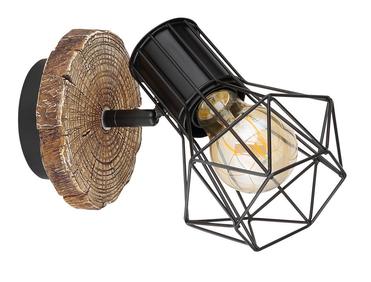 Strahler Priska max. 60 Watt - Schwarz/Naturfarben, KONVENTIONELL, Kunststoff/Metall (13/19,5/18,5cm) - Globo