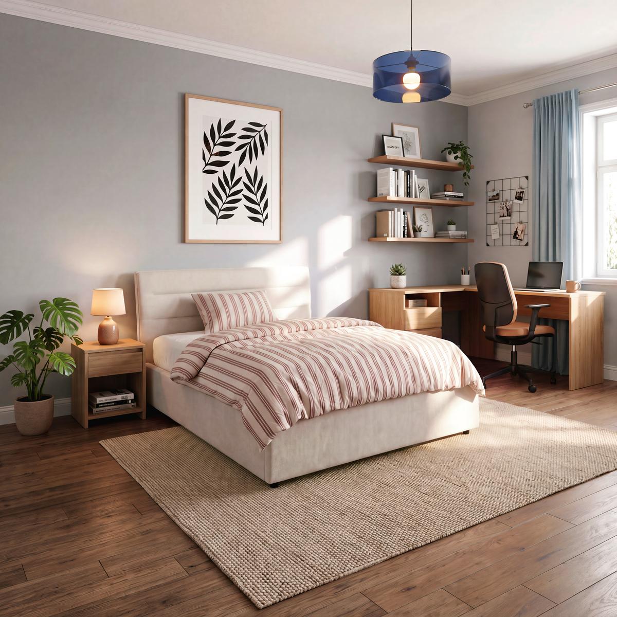 Polsterbett Sienna Beige ca. 120x200cm - Beige/Schwarz, LIFESTYLE, Holz/Kunststoff (120/200cm) - Based