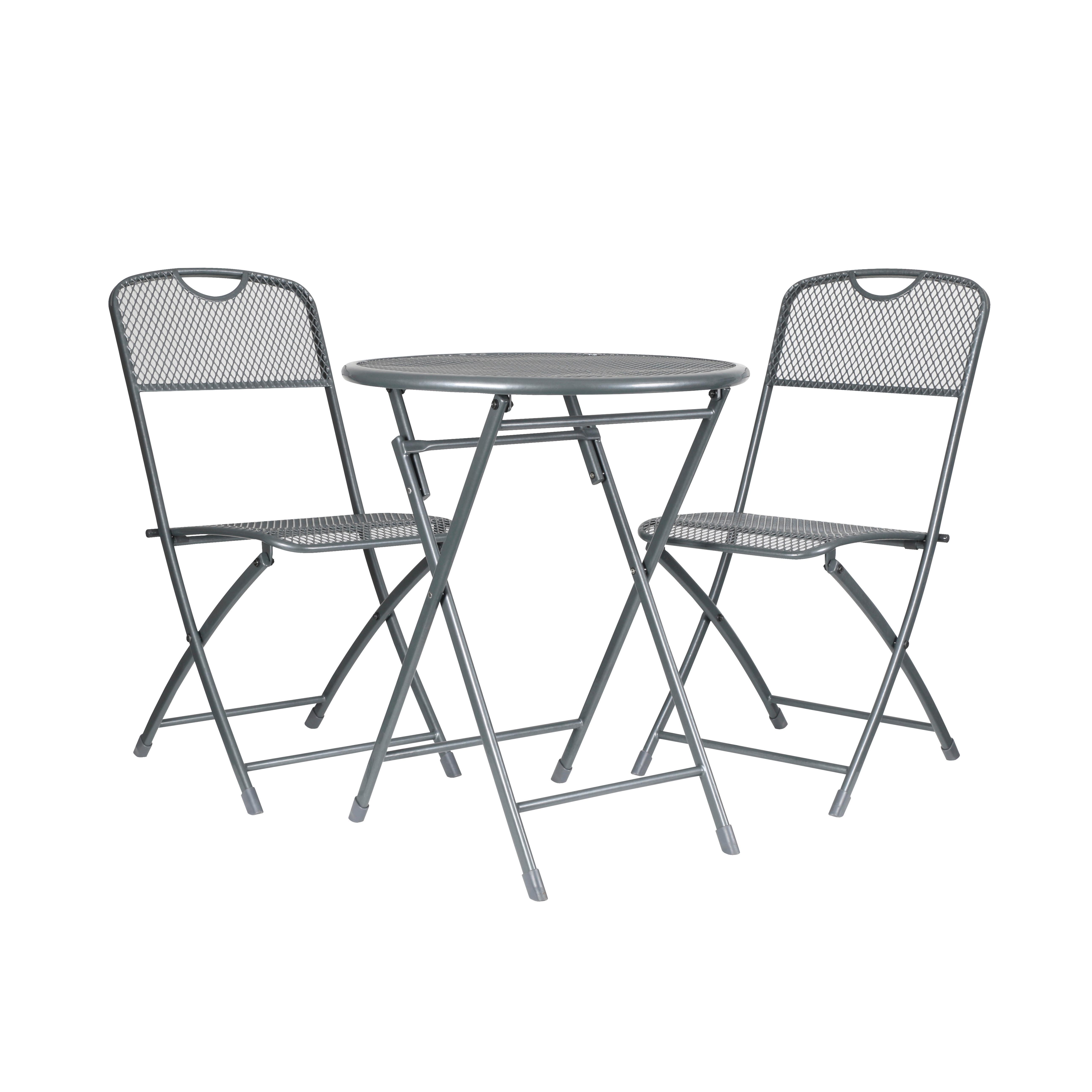 BALKONSET ESTERA - Grau, KONVENTIONELL, Kunststoff/Metall (36cm) - Gardenson