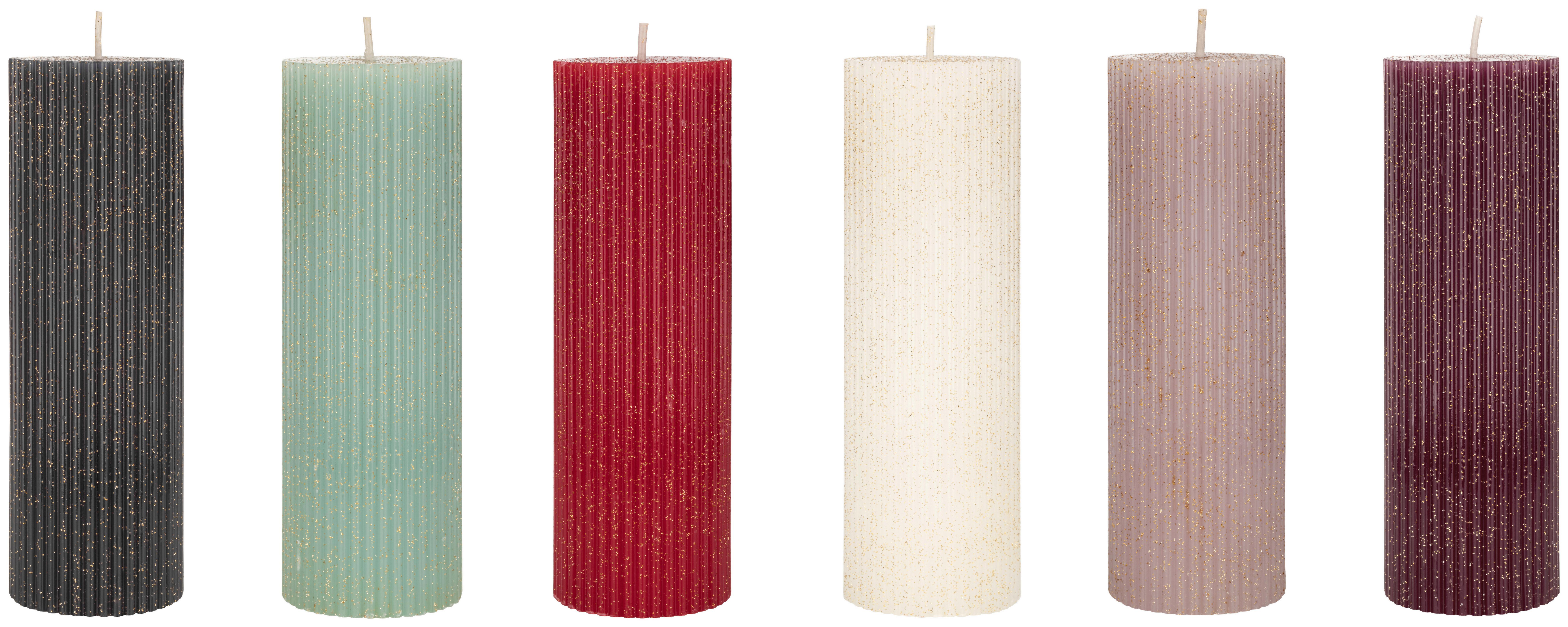 Stumpenkerze Sparkle diverse Farben - Beere/Lila, KONVENTIONELL (5/15cm) - Modern Living