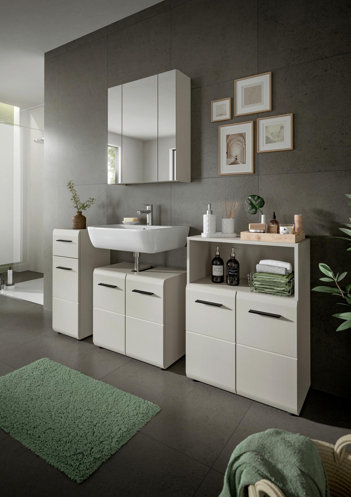 BADEZIMMER ICE - Kaschmir/Schwarz, Trend, Glas/Holzwerkstoff (150cm) - MID.YOU