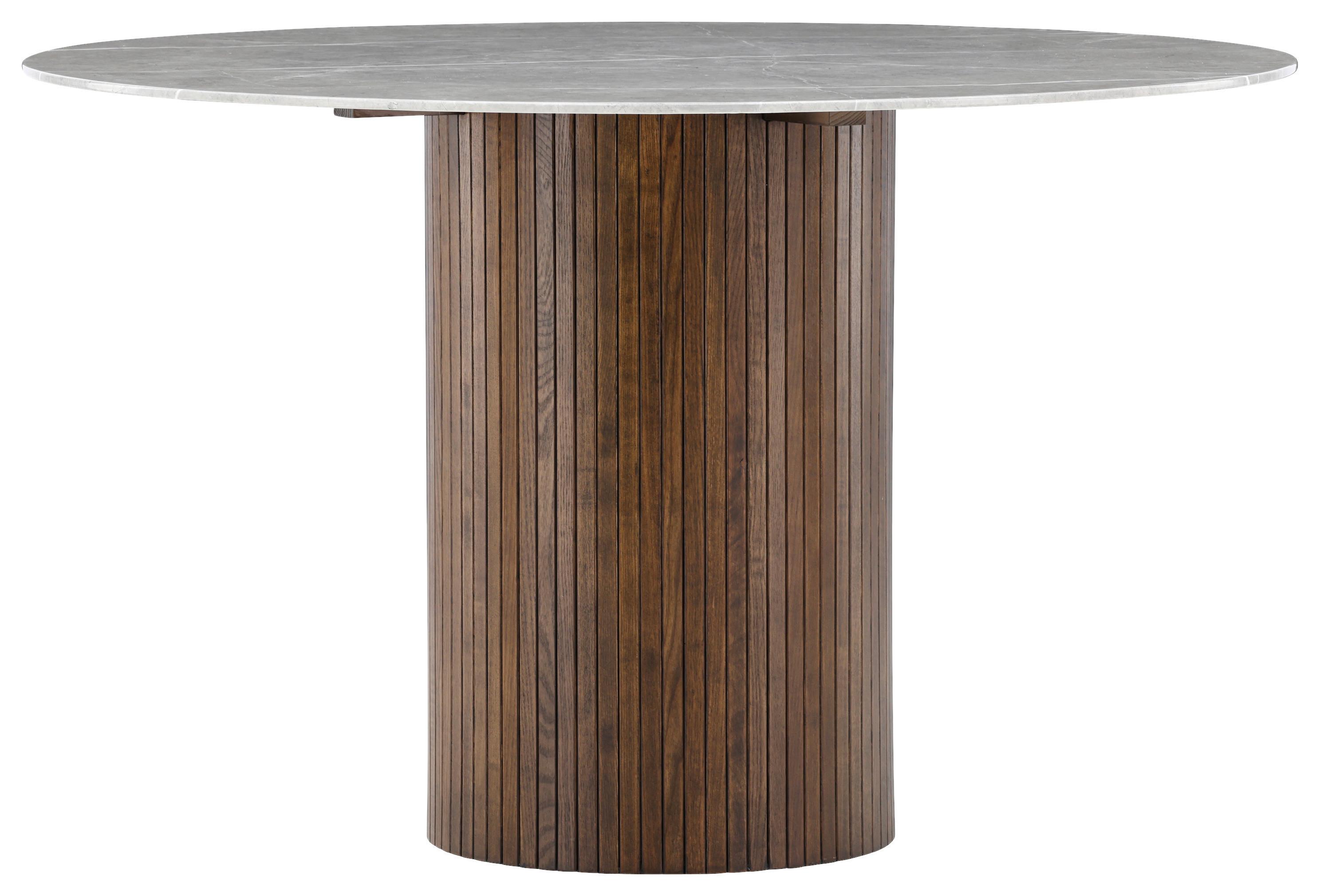 Esstisch Härön Ø ca. 120 cm - Dunkelgrau/Braun, Design, Glas/Holz (120/120/74cm) - Livetastic