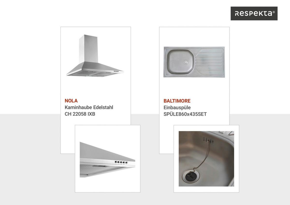 Küchenzeile mit Geräte Weiß /Lärche Dekor B: ca. 270 cm - Wildeiche/Edelstahlfarben, ROMANTIK / LANDHAUS, Holzwerkstoff/Metall (270cm) - Respekta