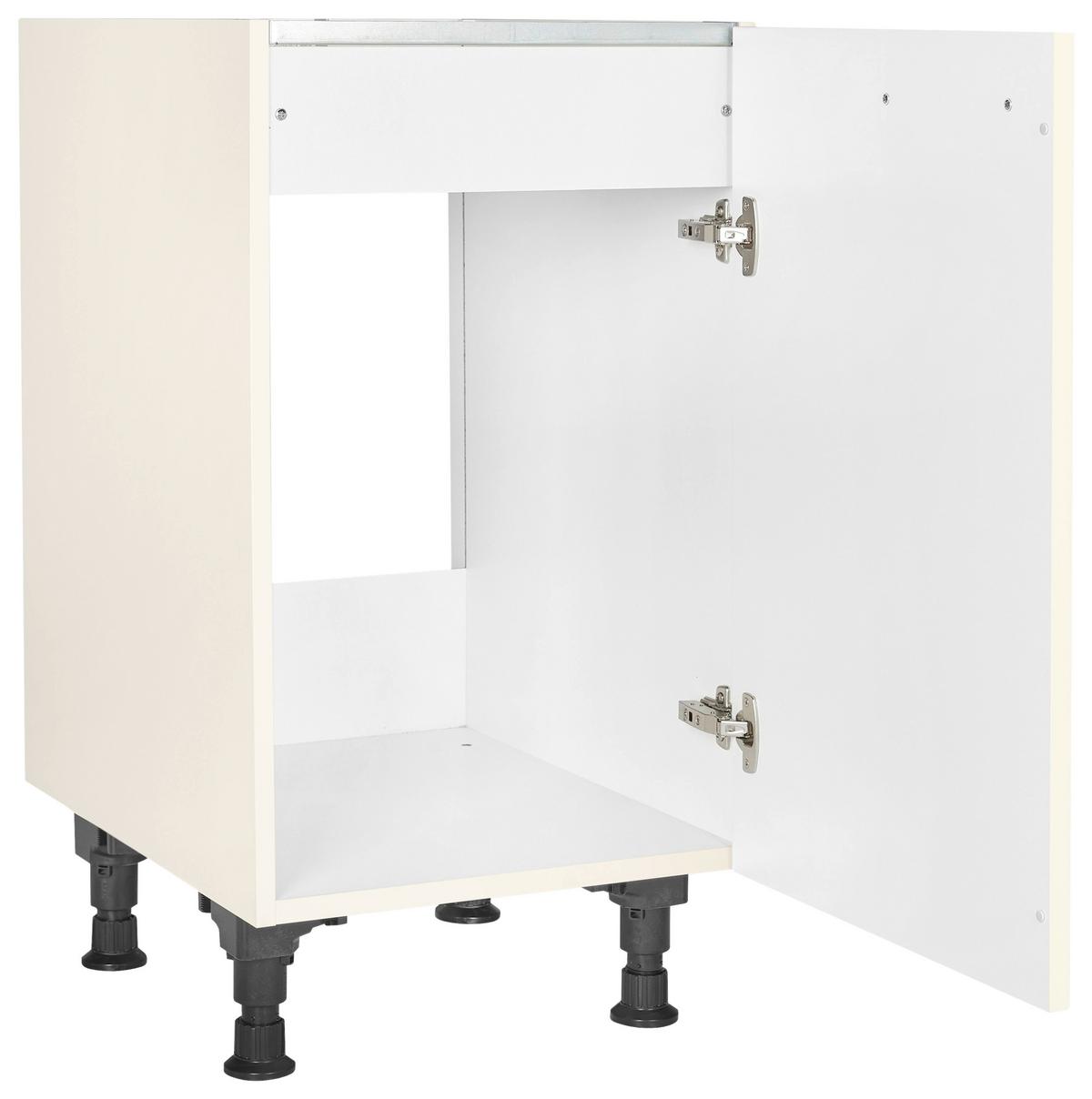 Spülenunterschrank Touch Magnolie - Edelstahlfarben/Magnolie, MODERN, Holzwerkstoff/Metall (45/87/56cm) - Nobilia