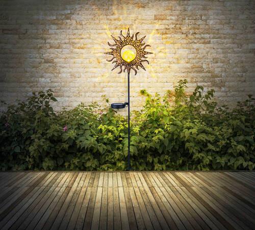 Solarna Svetilka Sunflower, S Sijalko - črna/opečnato rjava, Basics, kovina/umetna masa (24,2/81,5cm) - Globo