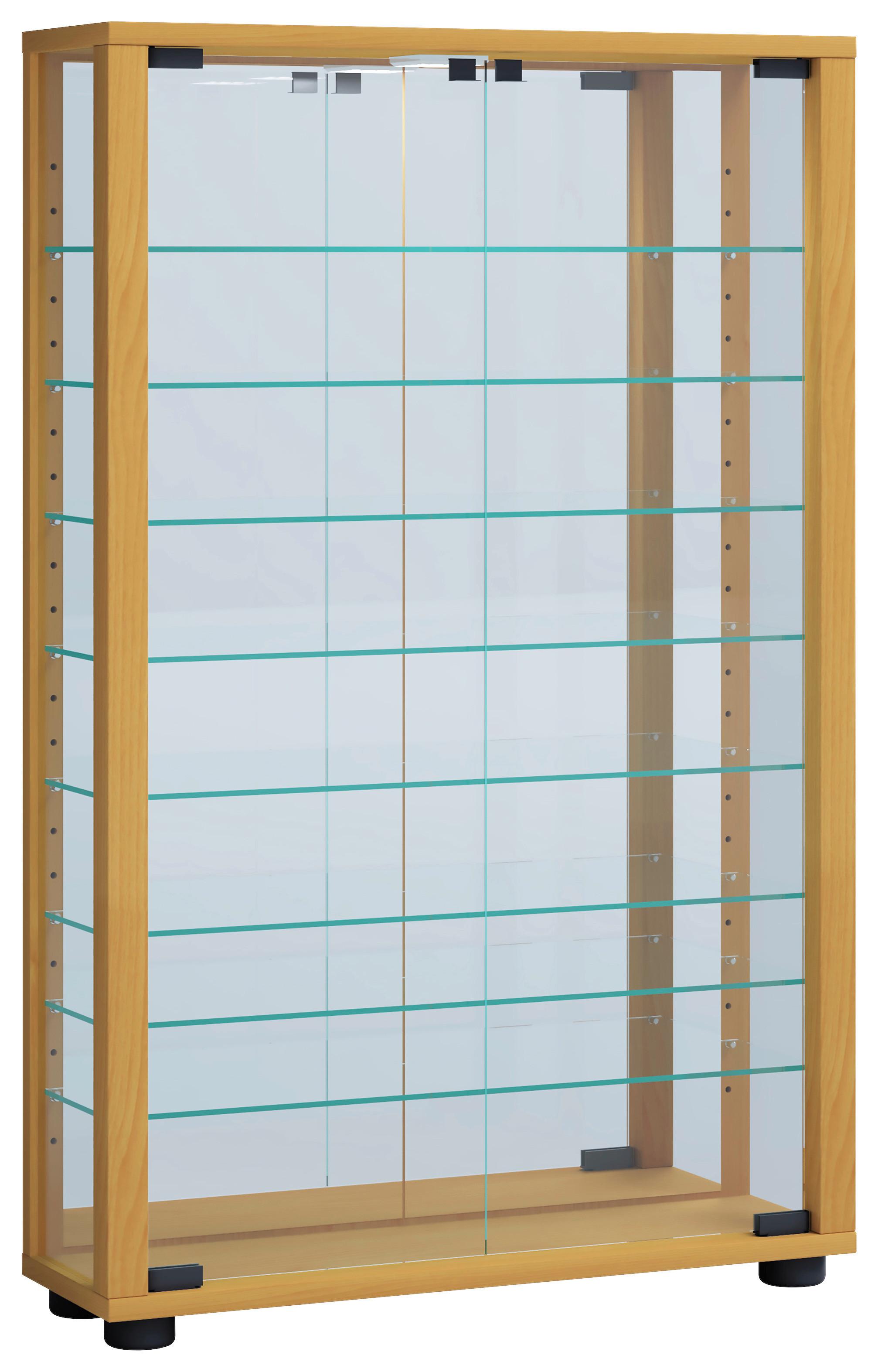 Viseča Vitrina Vitrosa, Bukev - črna/barve bukve, Moderno, umetna masa/steklo (59/91,3/18cm) - MID.YOU