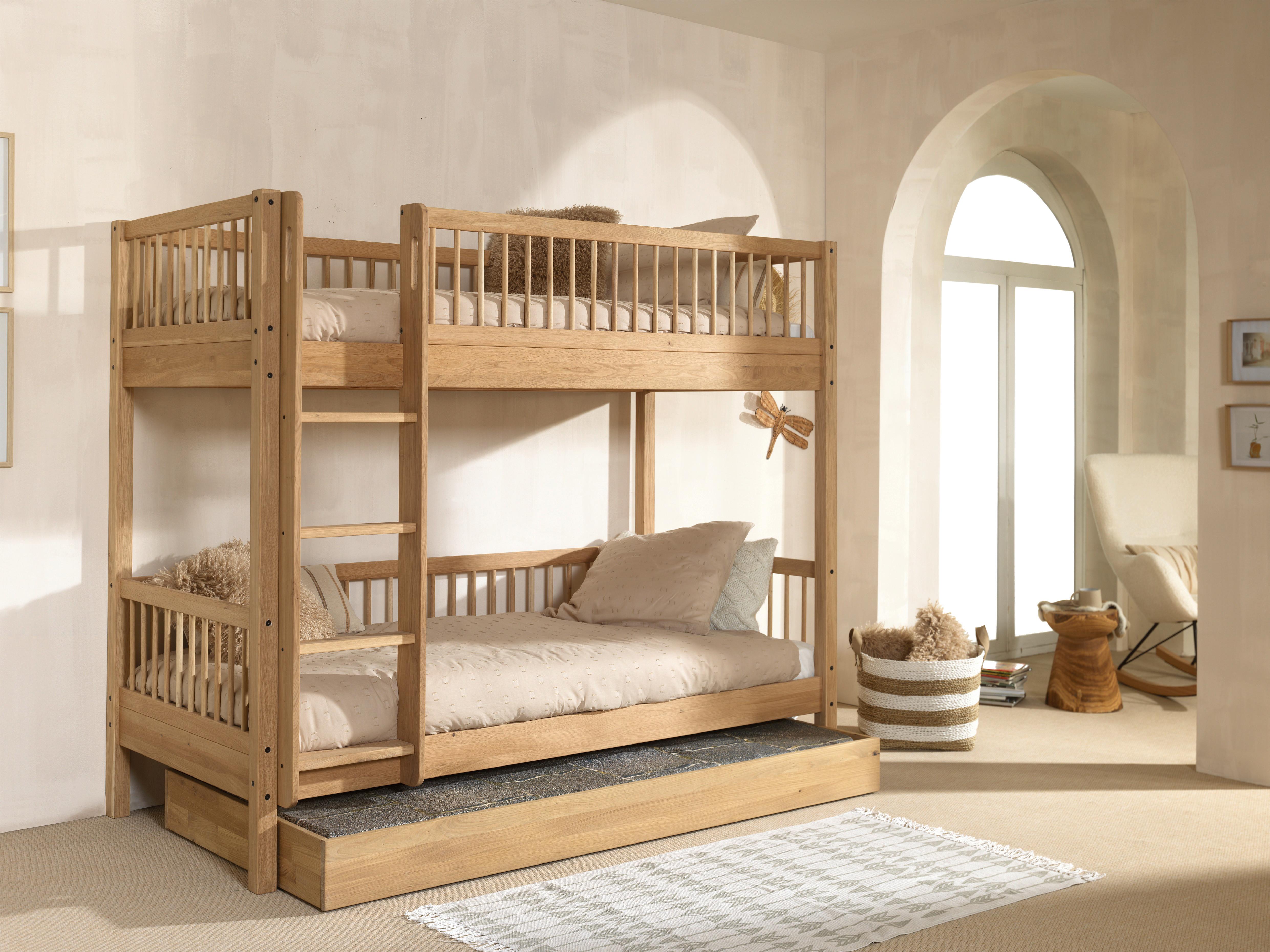 Etagenbett FORREST ca.90x200cm Echtholz mit Stauraum - Naturfarben, MODERN, Holz (90/200cm) - Vipack