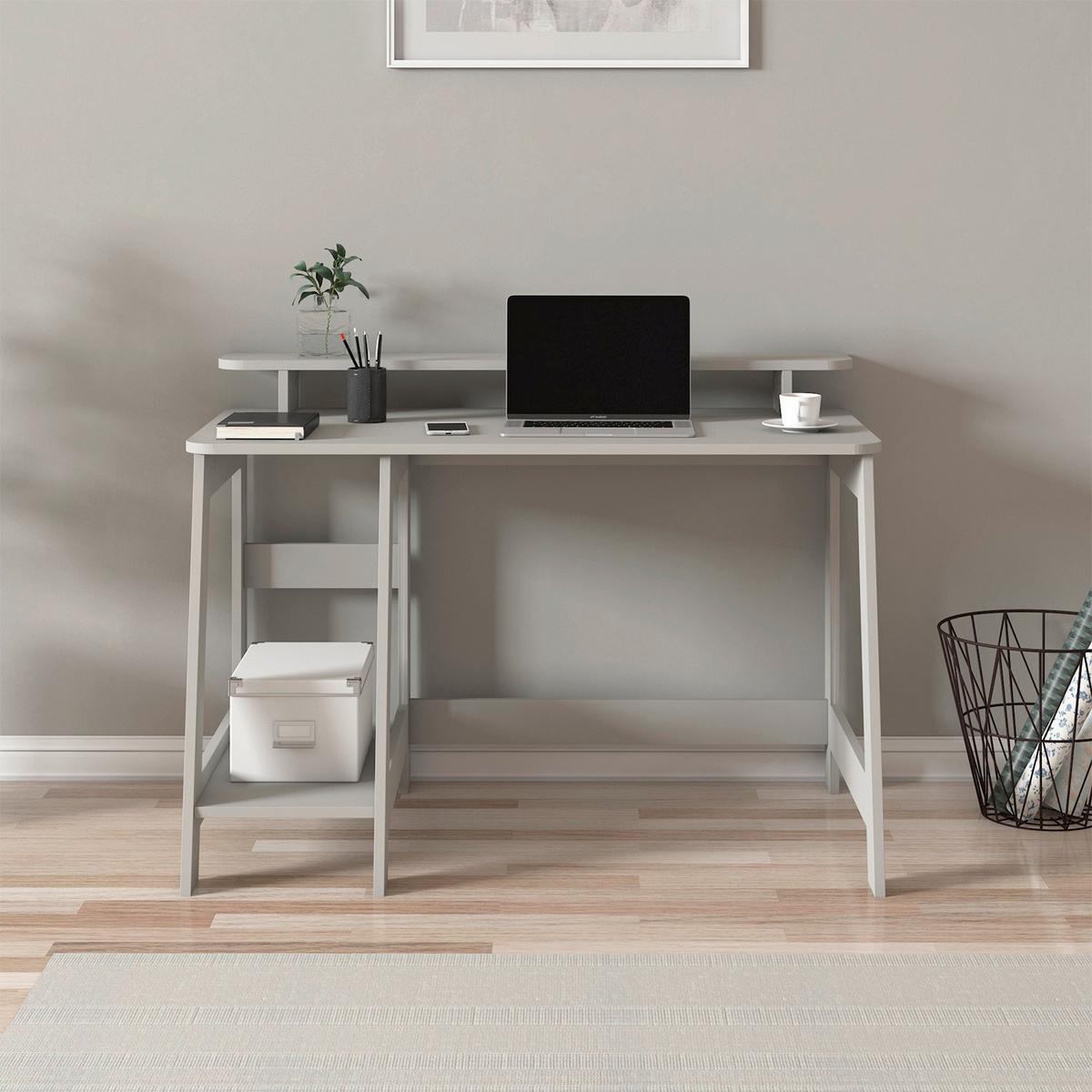 SCHREIBTISCH COUNTRY SCHREIBTISCH - Grau, Design, Holzwerkstoff (120/60/73cm) - Livetastic