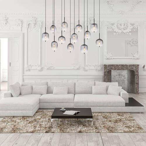 Viseča Svetilka 15215-12 - črna/prozorno, Design, kovina/umetna masa (160/34/130cm) - Globo