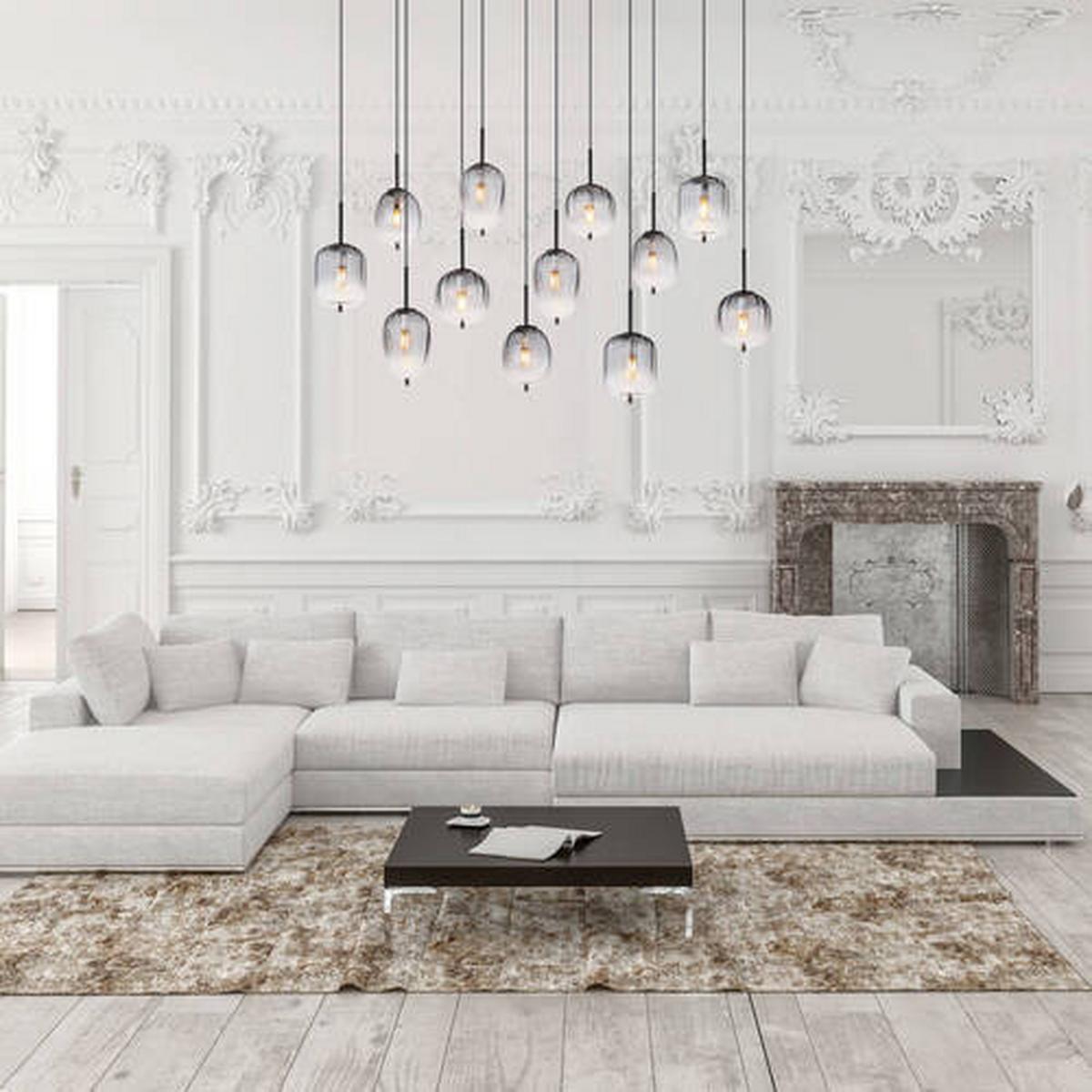 HÄNGELEUCHTE 15215-12 - Klar/Schwarz, Design, Glas/Kunststoff (160/34/130cm) - Globo