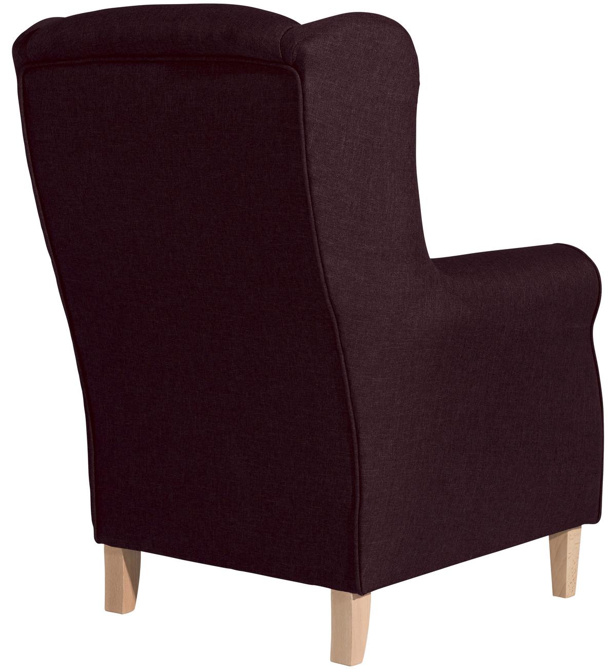 Ohrensessel Lorris Dunkelrot Flachgewebe - Buchefarben/Dunkelrot, Design, Holz/Textil (77/103/86cm) - Max Winzer
