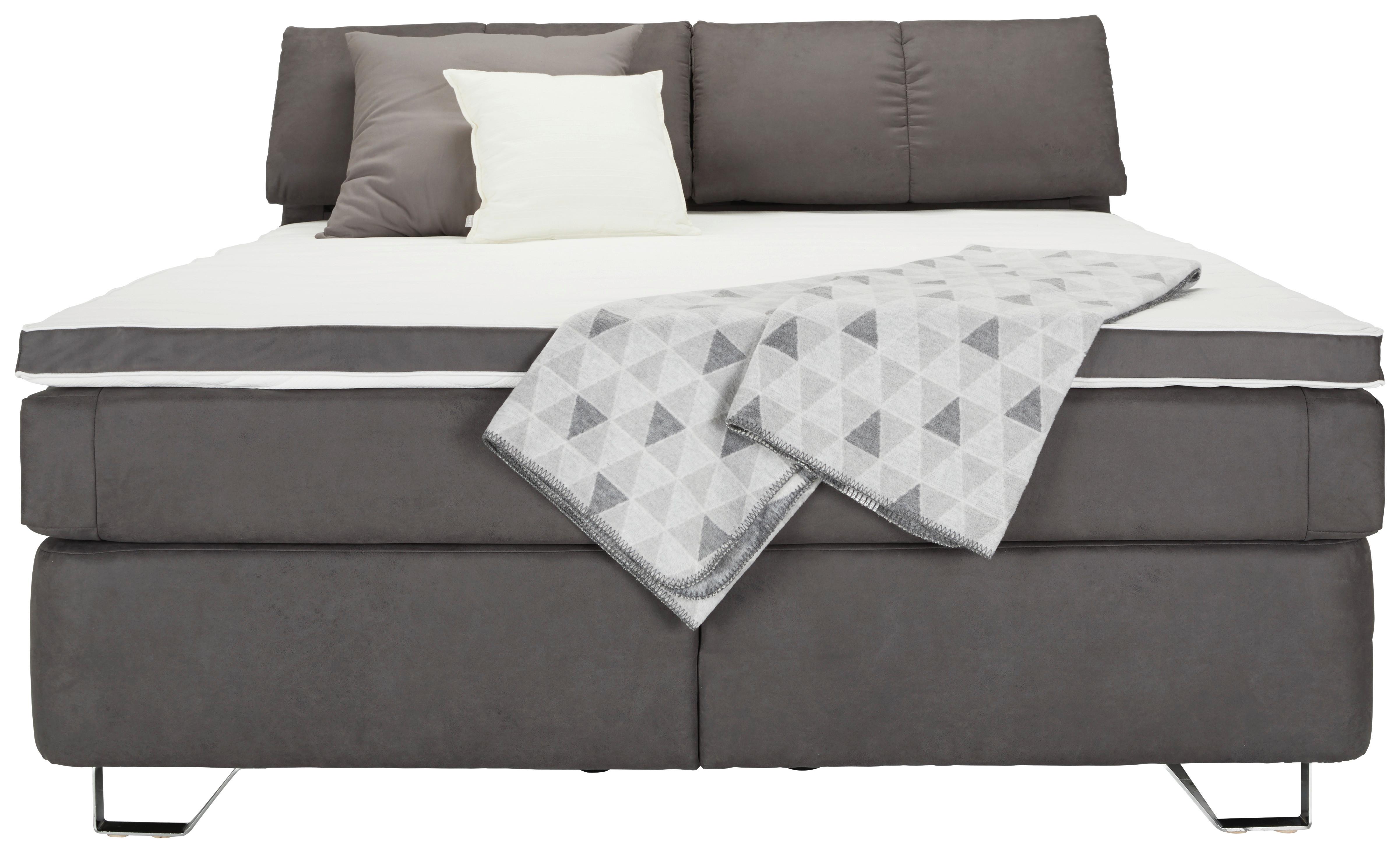 Postelja Boxspring Tabea, Temno Siva, 160x200 - barve aluminija/antracit, Konvencionalno, kovina/umetna masa (160/200cm) - Mömax