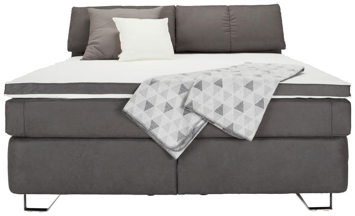 Boxspringbett Tabea Anthrazit ca. 180x200cm - Anthrazit/Alufarben, KONVENTIONELL, Karton/Naturmaterialien (180/200cm) - Premium Living