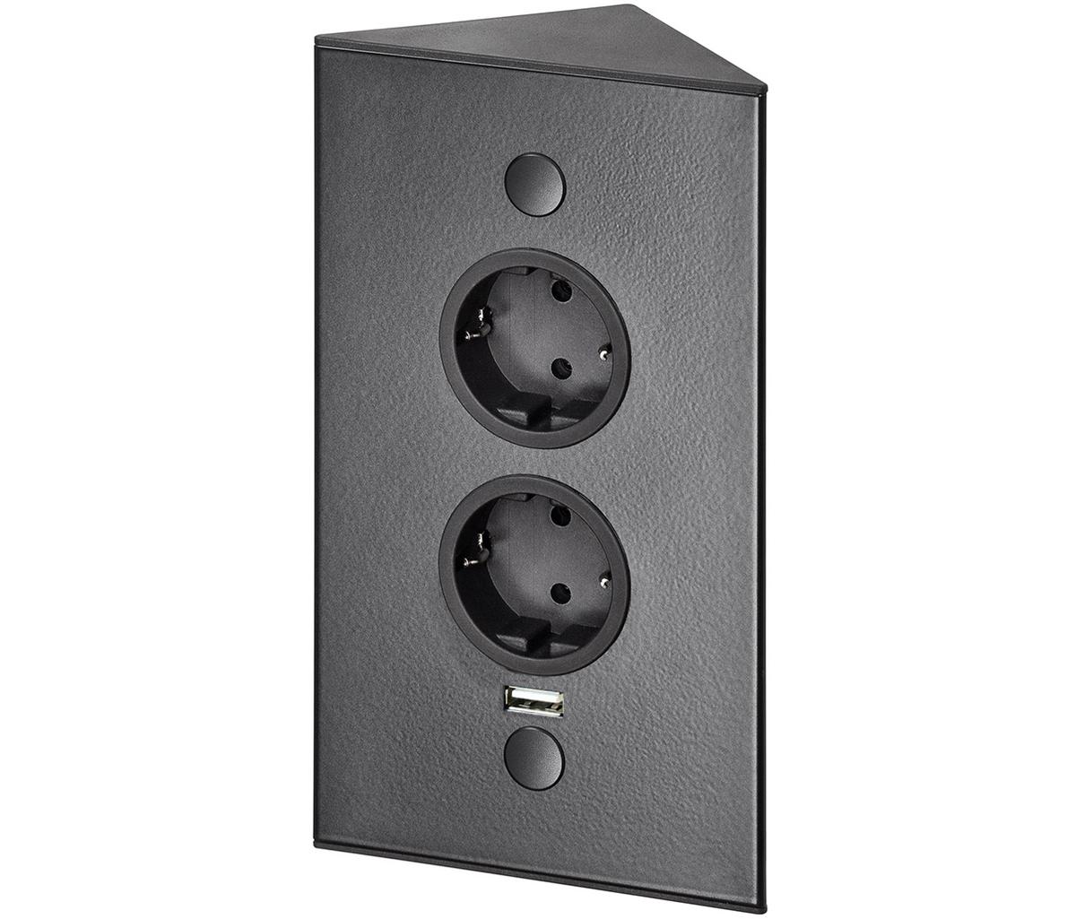 Steckdosenelement Riva USB in Schwarz - Schwarz, ROMANTIK / LANDHAUS (11,5/20/6cm) - Based