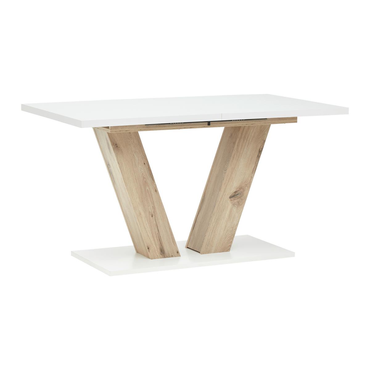 Ausziehtisch Hamm T Weiß/Eiche ca. 140-180x90x76cm - Eichefarben/Weiß, MODERN, Holzwerkstoff (140-180/90/76cm) - Mömax