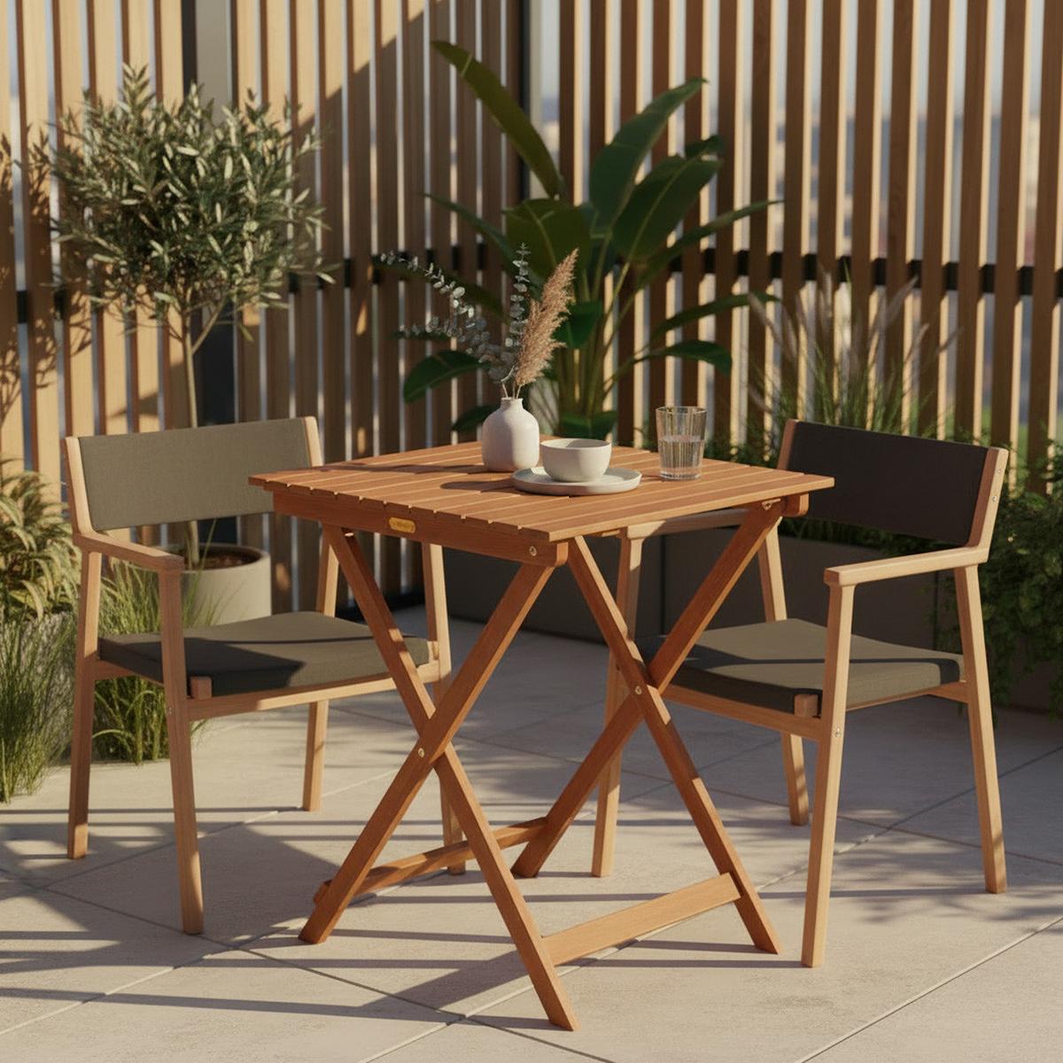 Gartenklapptisch Eukalyptus klappbar ca. 60x74x60cm - Naturfarben, KONVENTIONELL, Holz (60/74/60cm) - Gardenson