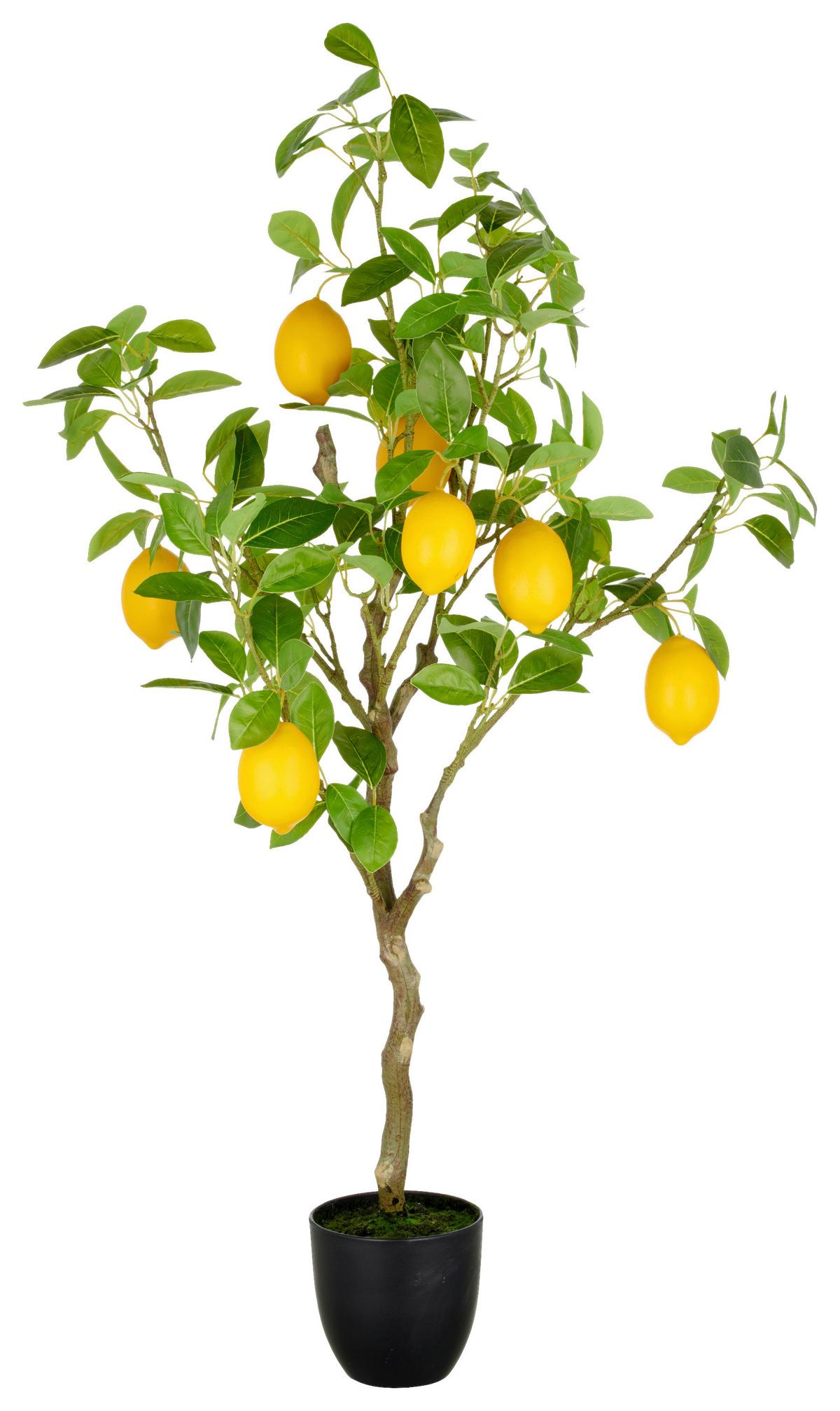 Kunstpflanze Zitronenbaum Gelb/Grün ca. 115cm - Gelb/Braun, Basics, Kunststoff (21/115/21cm)