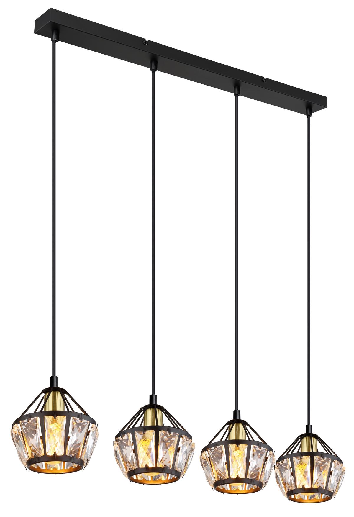 Hängeleuchte Lois Schwarz/Messingfarben max. 40W - Klar/Messingfarben, KONVENTIONELL, Glas/Kunststoff (73/12,5/150cm) - Globo