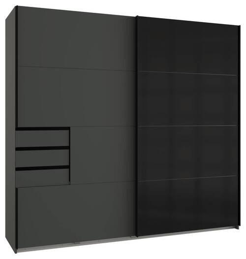 Tolóajtós Szekrény Saigon - grafitszürke/fekete, Konventionell, faalapú anyag/Üveg (225/208/64cm) - Premium Living