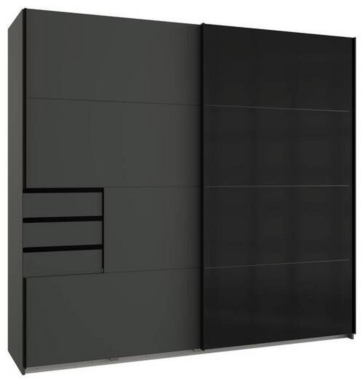 Schwebetürenschrank Saigon in Graphitfarben/Schwarz - Graphitfarben/Schwarz, KONVENTIONELL, Glas/Holzwerkstoff (225/208/64cm) - Premium Living