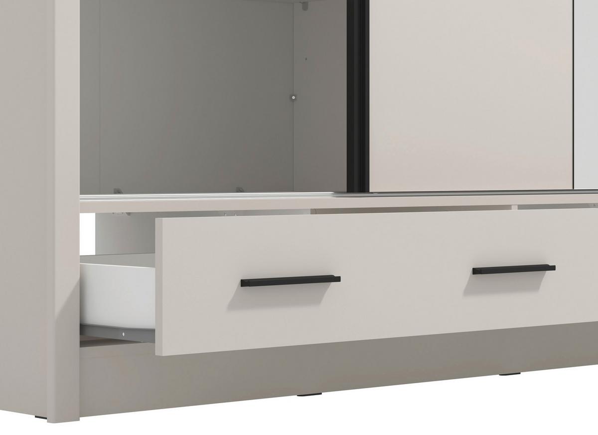 Schiebetürenschrank Albi Plus Kaschmirfarben - Kaschmir/Schwarz, KONVENTIONELL, Holzwerkstoff/Kunststoff (205/215,5/60cm) - Mömax