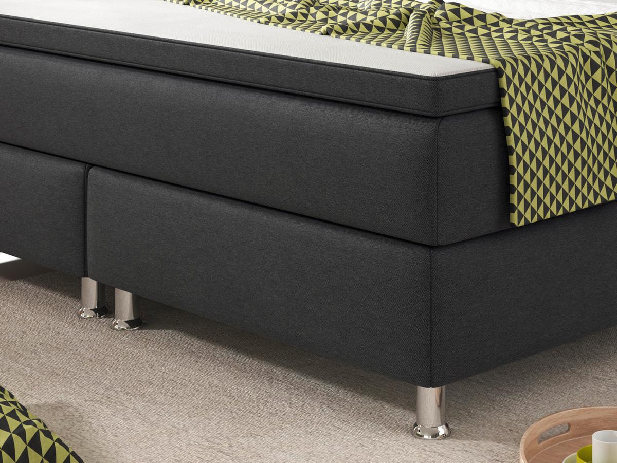 ŁÓŻKO BOXSPRING KÖLN-BK - antracytowy/kolor srebrny, Konventionell, metal/tkanina (180/200cm) - MID.YOU