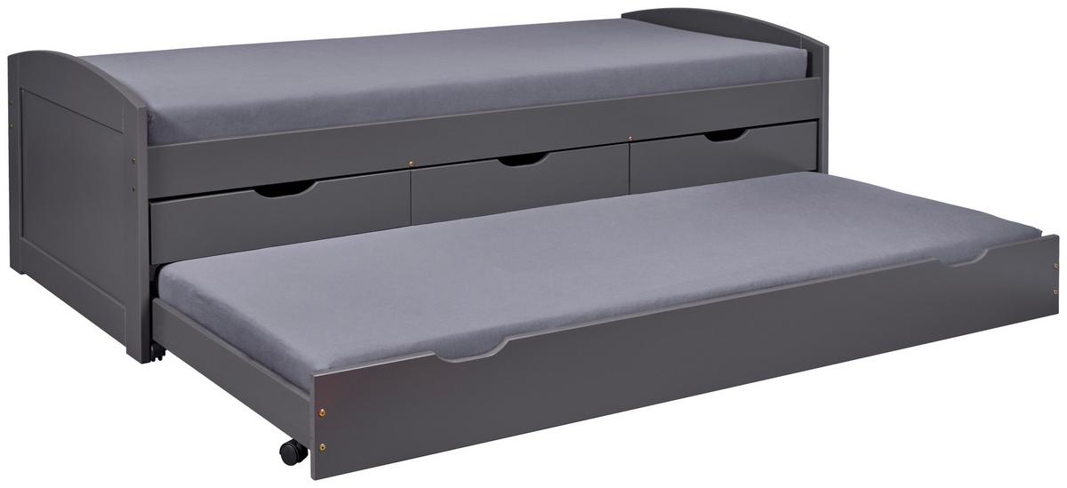 Ausziehbett Lena Grau - Naturfarben/Grau, Basics, Holz/Kunststoff (90/200cm) - MID.YOU