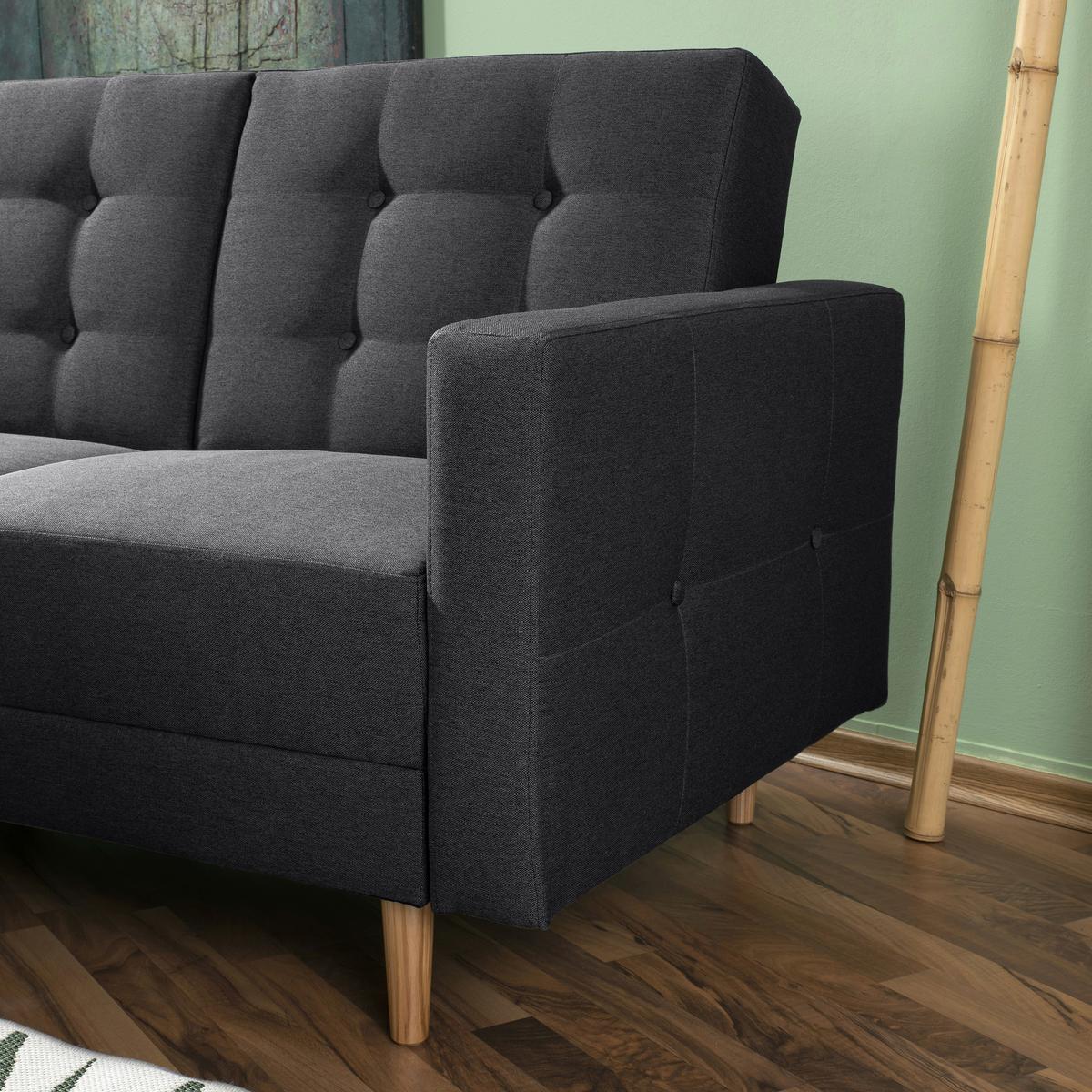 ECKSCHLAFSOFA EASY RELAX - Eschefarben/Graphitfarben, MODERN, Holz/Textil (223/152cm) - Max Winzer